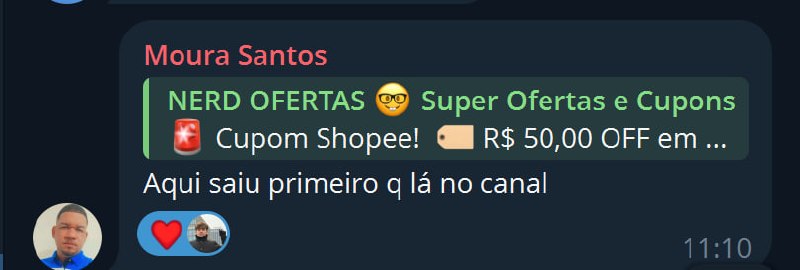Foto da atualização do canal