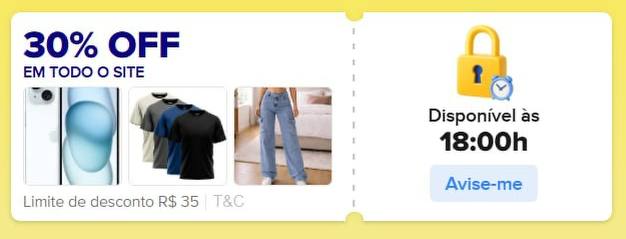 Cupom de 30% OFF no Mercado Livre a partir das 18h