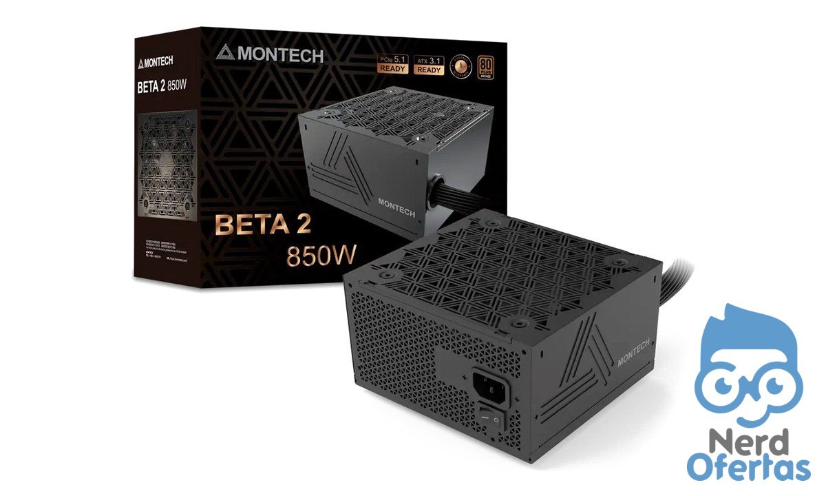 Fonte Montech Beta 2 850W Preto por R$ 359