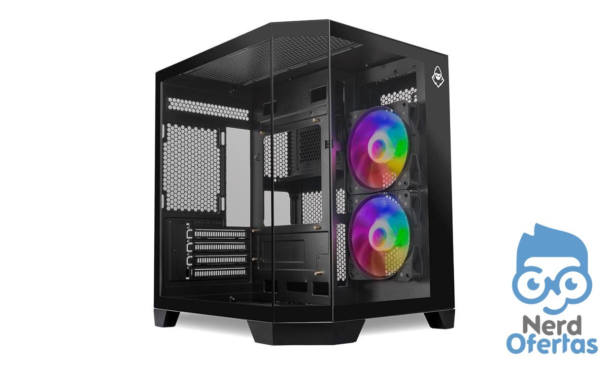 Gabinete Gamer Mancer CV700B Mini-Tower Lateral de Vidro Preto com 2 Fans por R$ 192