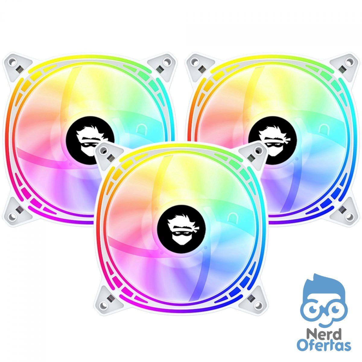 Kit Fan Gamer Ninja Fuuton ARGB 120mm com 3 Unidades White por R$ 29