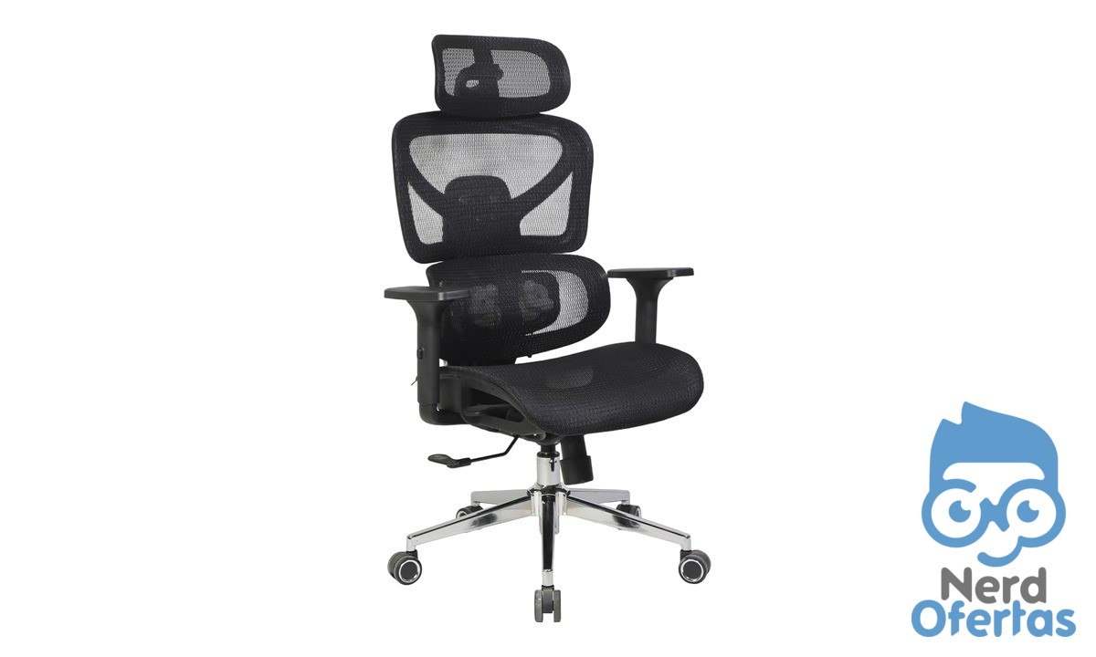 Cadeira de Escritório Dr. Office Fluence Massageadora Mesh 3D Ajustável Preta por R$ 659