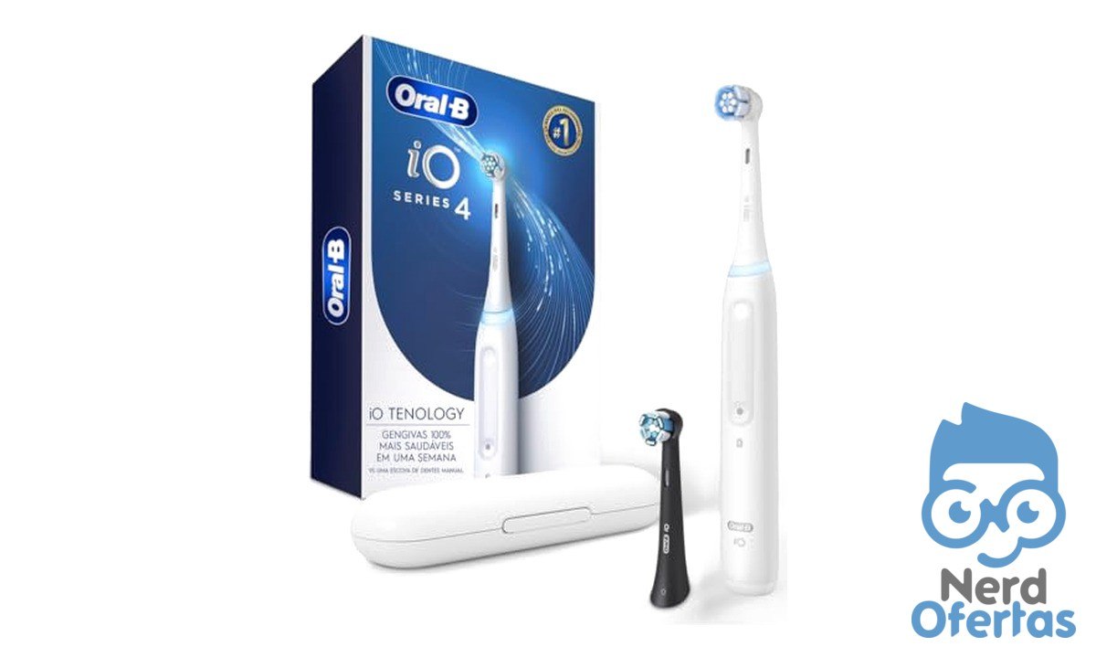 Oral-B Escova de Dente Elétrica iO4 com 1 Cabo, 2 Refis e Carregador Bivolt por R$ 319