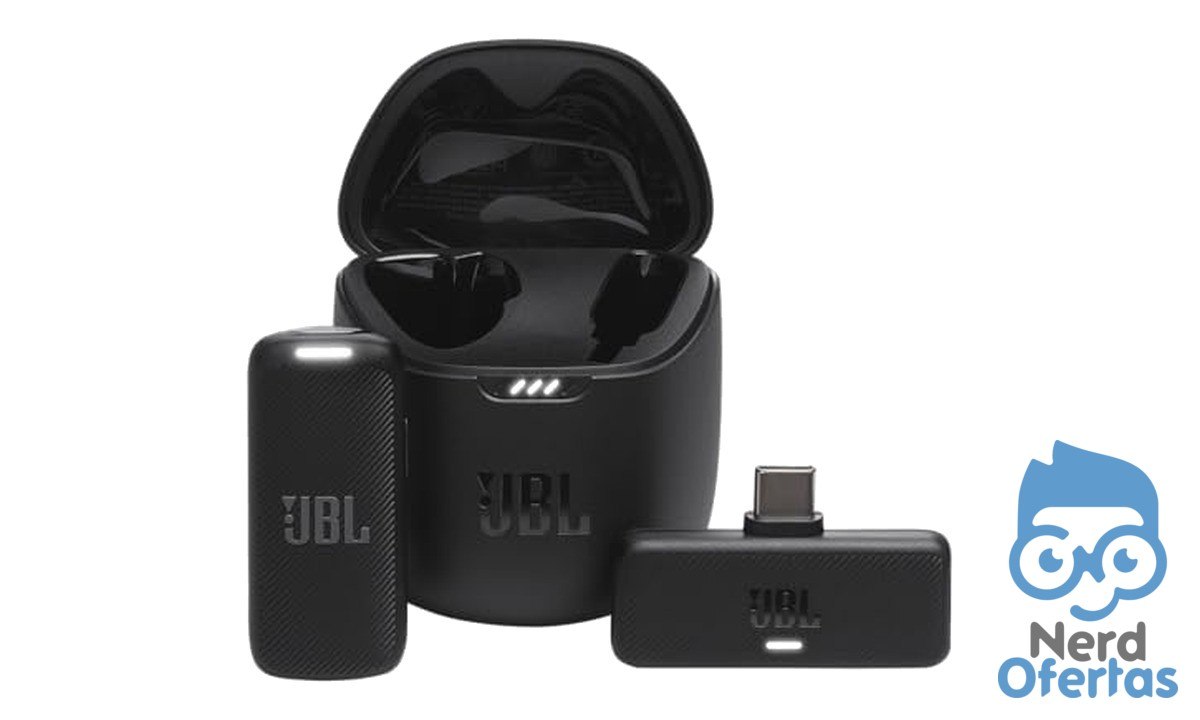 JBL Microfone Sem Fio Quantum Stream Wireless de Lapela com USB-C Preto