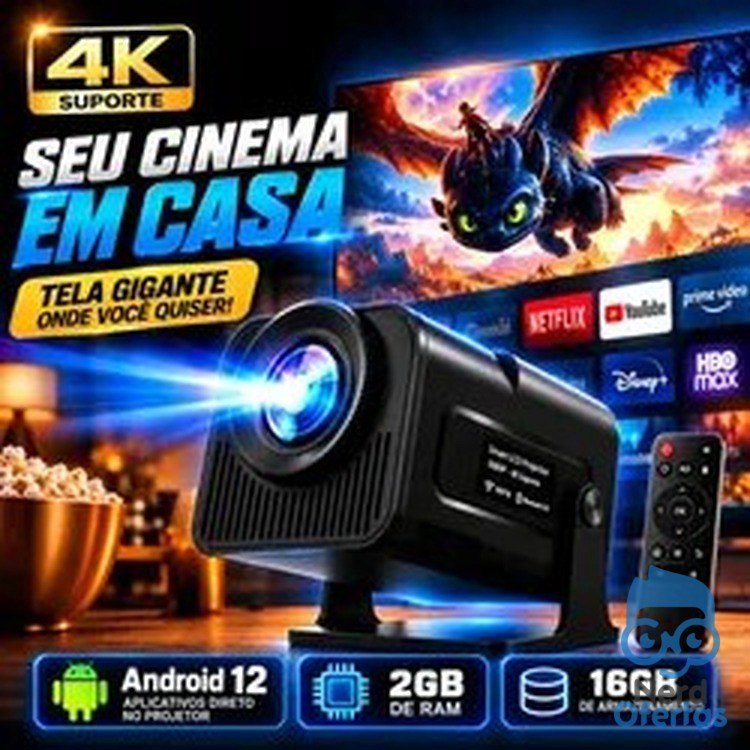 Projetor HY320 Full HD 4K WiFi 6 Android Bluetooth 150 Polegadas Bivolt Portátil