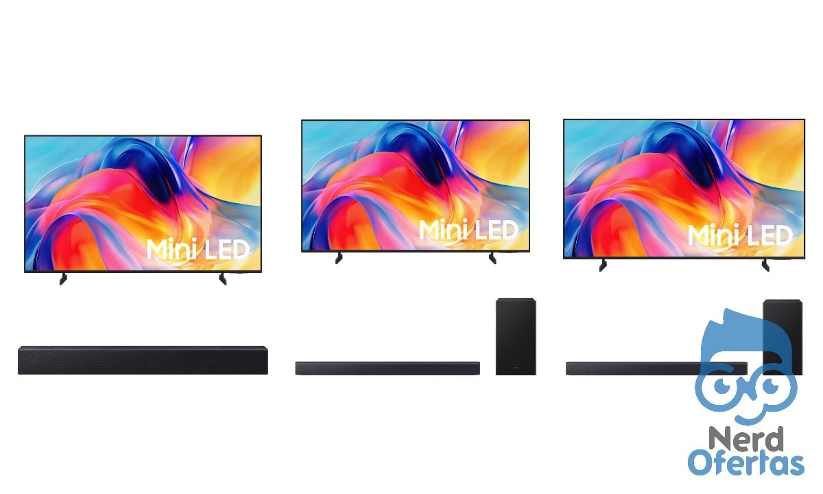 Smart TV Samsung 50" Mini LED 4K M75H com Soundbar por R$ 2.381