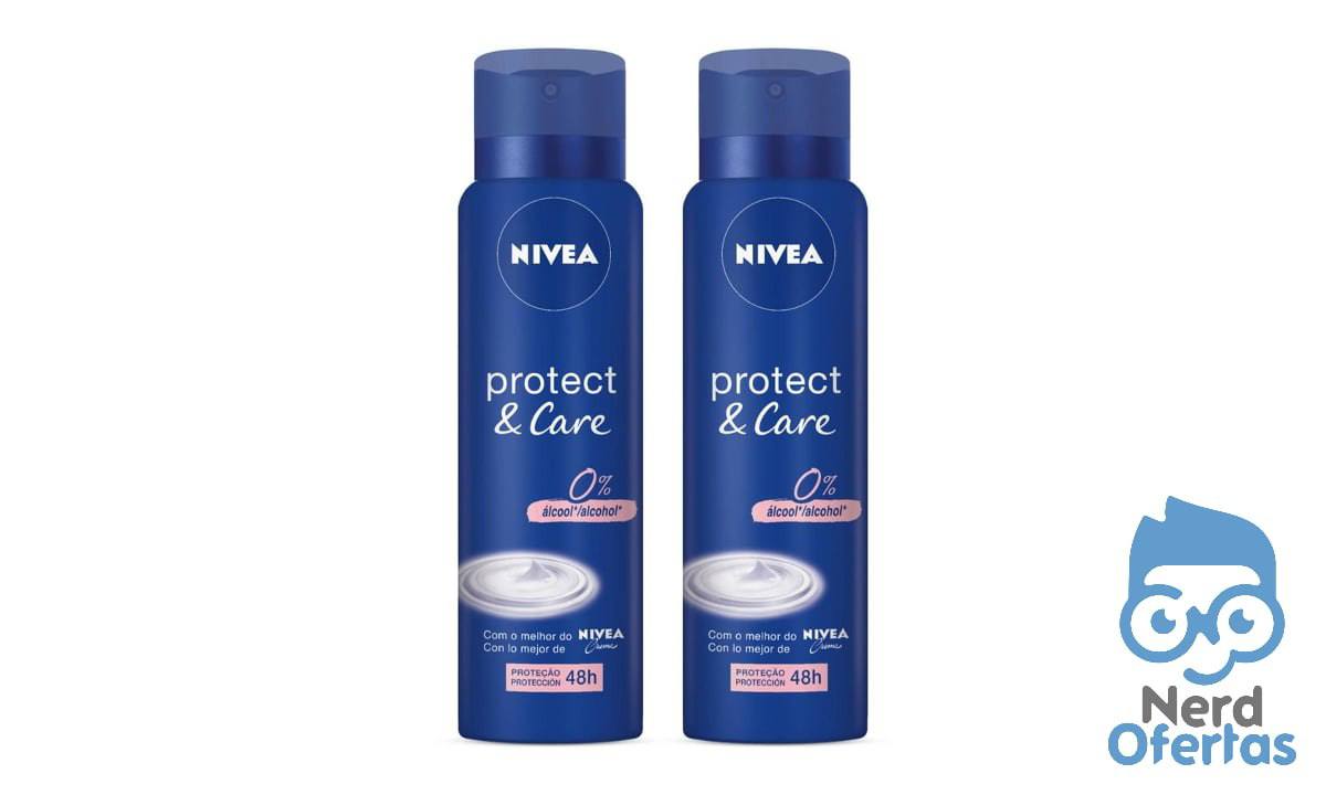 Pack Desodorante Antitranspirante Aerossol Nivea Protect & Care 48h 2 Unidades 150ml por R$ 15