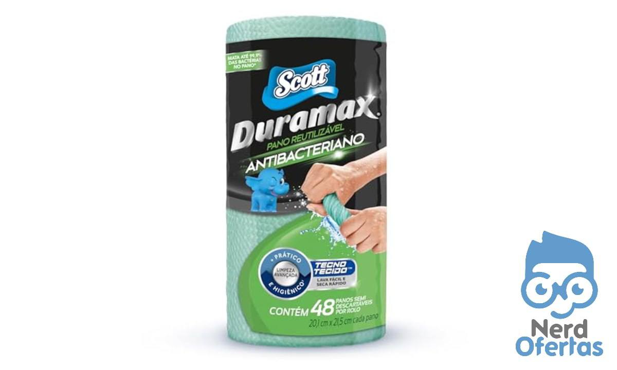 Pano Reutilizável Scott Duramax em Rolo, 48 Folhas, Antibac por R$ 7