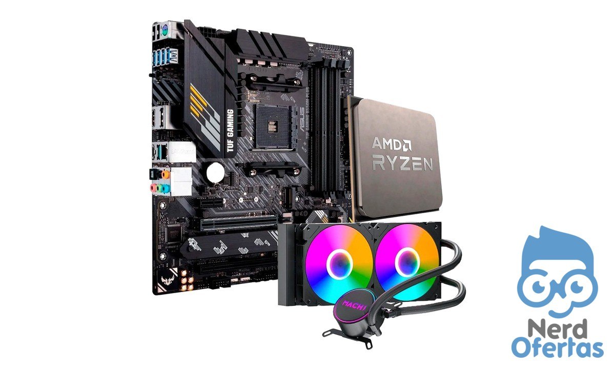 Kit Placa-Mãe Asus TUF B550M-Plus + Ryzen 7 5700X + Water Cooler 240mm por R$ 1.655