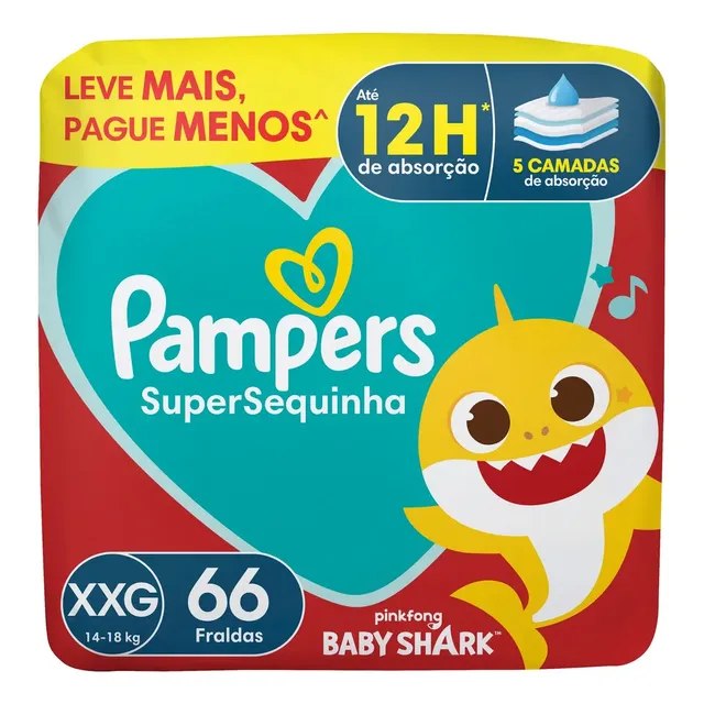 Fralda Pampers Supersequinha XXG com 66 Unidades