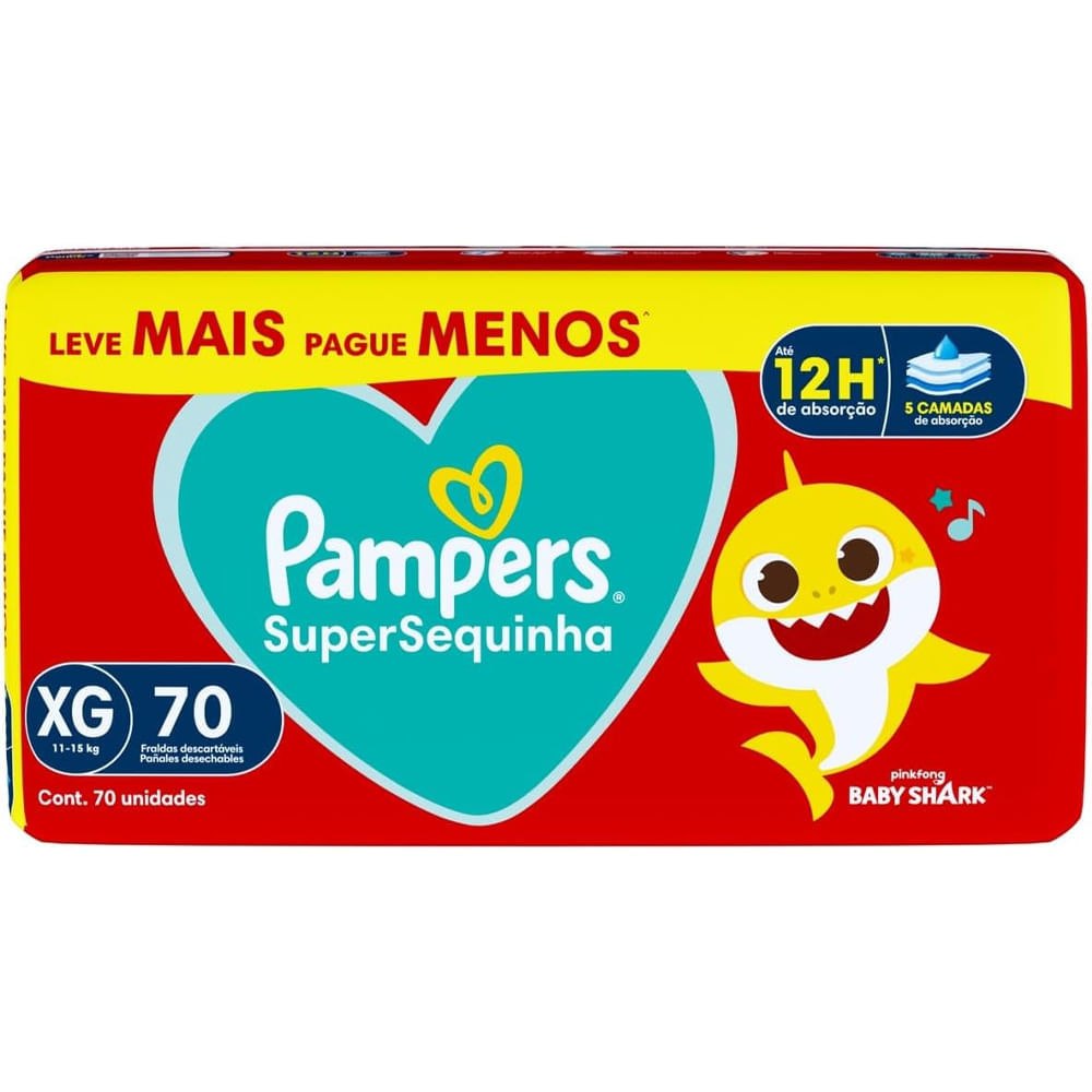 Fralda Pampers Supersequinha XG com 70 Unidades por R$75,92