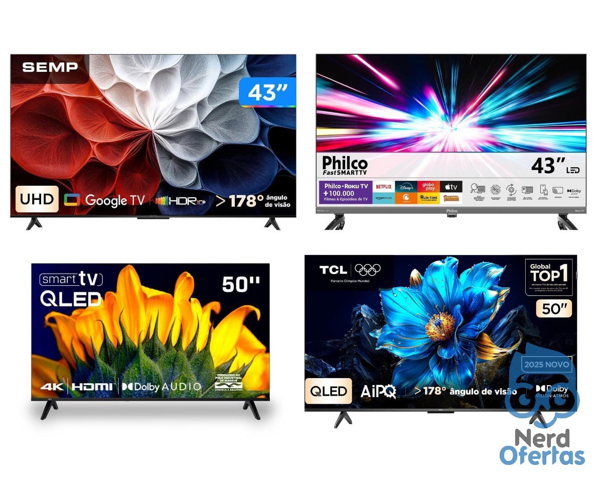 Smart TVs 43" a 55" com cupom meia-noite, a partir de R$ 1.033
