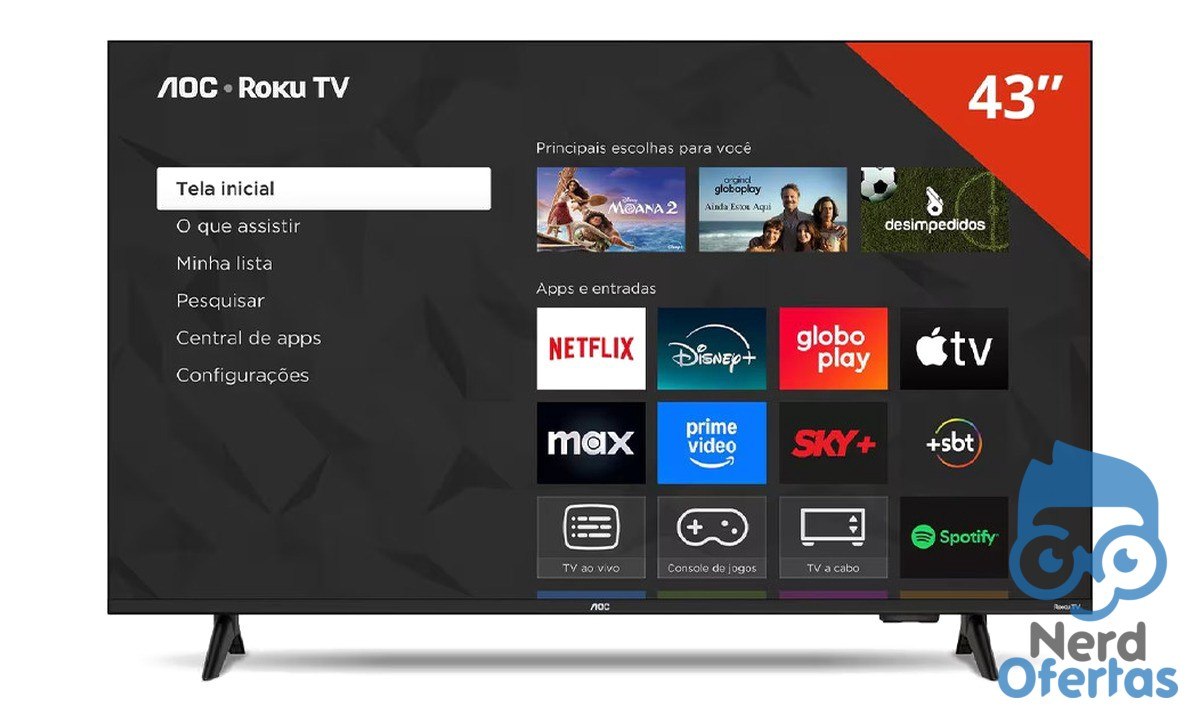 Smart TV AOC 43 Polegadas Full HD LED Wi-Fi Dolby Audio por R$ 1.103