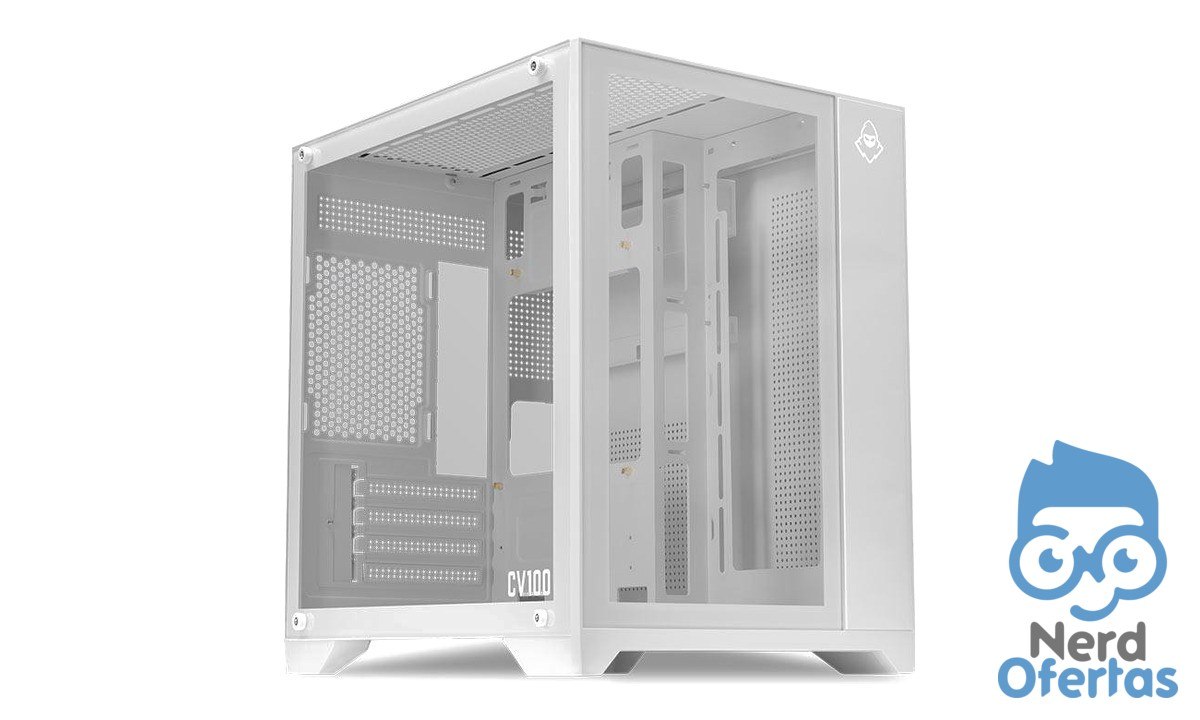Gabinete Gamer Aquário Mancer CV100 Mid-Tower Lateral de Vidro Branco por R$ 148