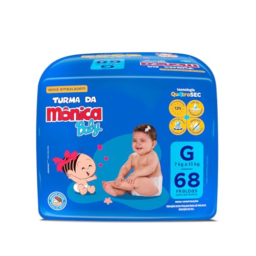 Fralda Turma da Mônica Baby G com 68 Unidades por R$55,99
