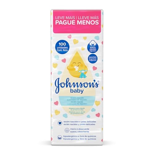 Quadrados de Algodão Johnson's Baby Recém-Nascido 100 Unidades por R$17,56