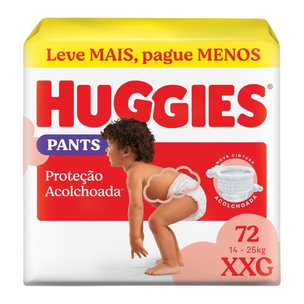 Fralda Huggies Pants Roupinha Proteção Acolchoada XXG com 72 Unidades