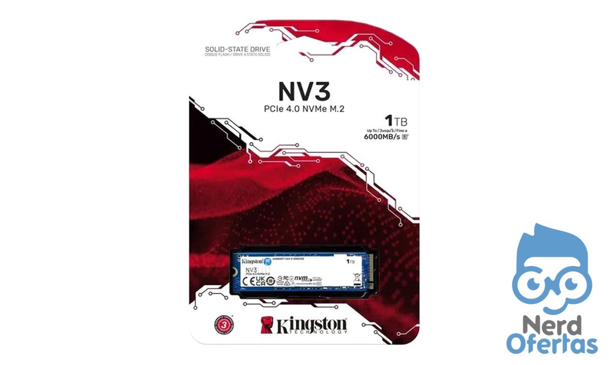 Unidade de estado sólido Kingston M.2 NVMe PCIe 4.0 Nv3 1 TB azul escuro por R$ 643
