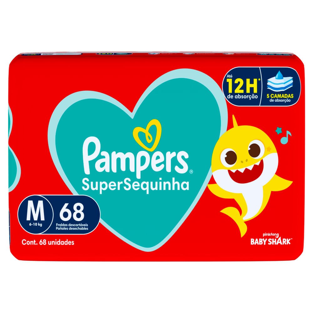 Fralda Pampers Supersequinha M com 68 Unidades por R$55,99