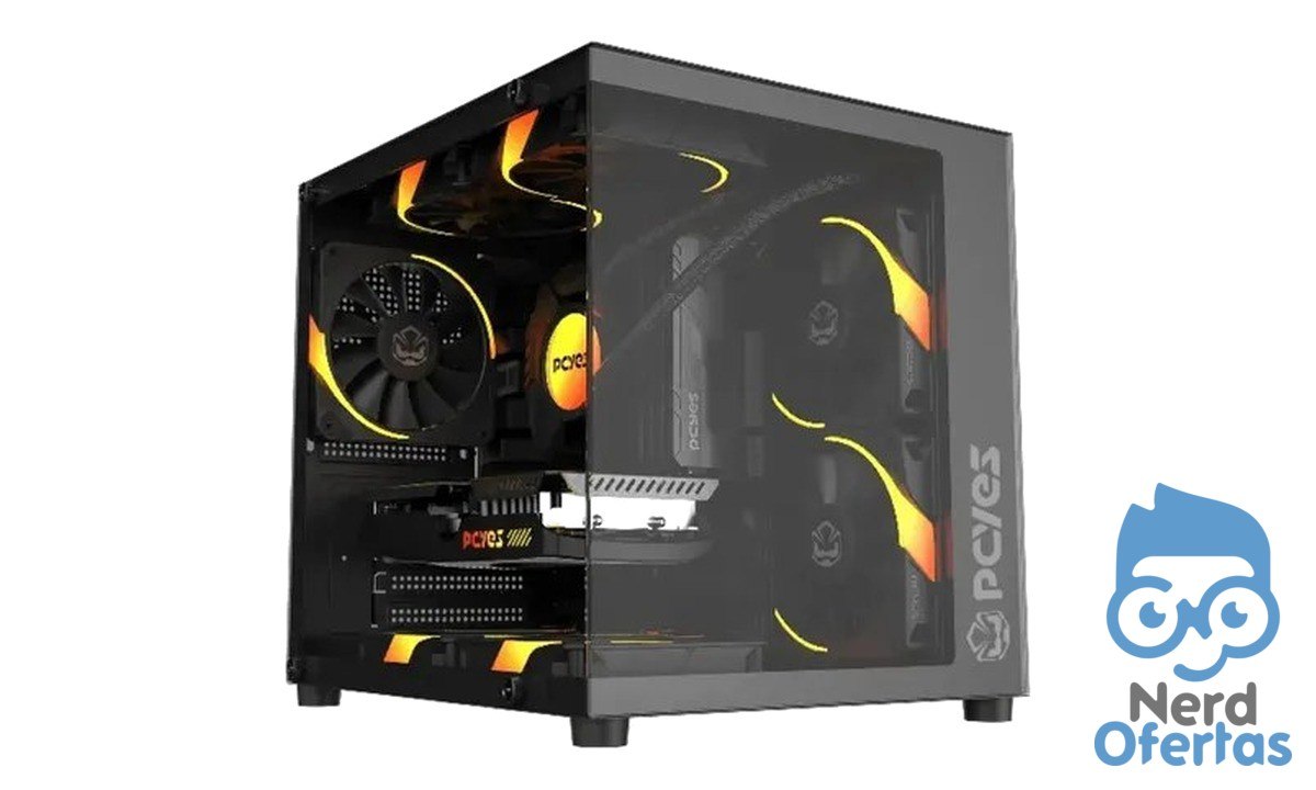 Gabinete Gamer Pcyes Forcefield Mini Black Vulcan GFFMNBV por R$ 148