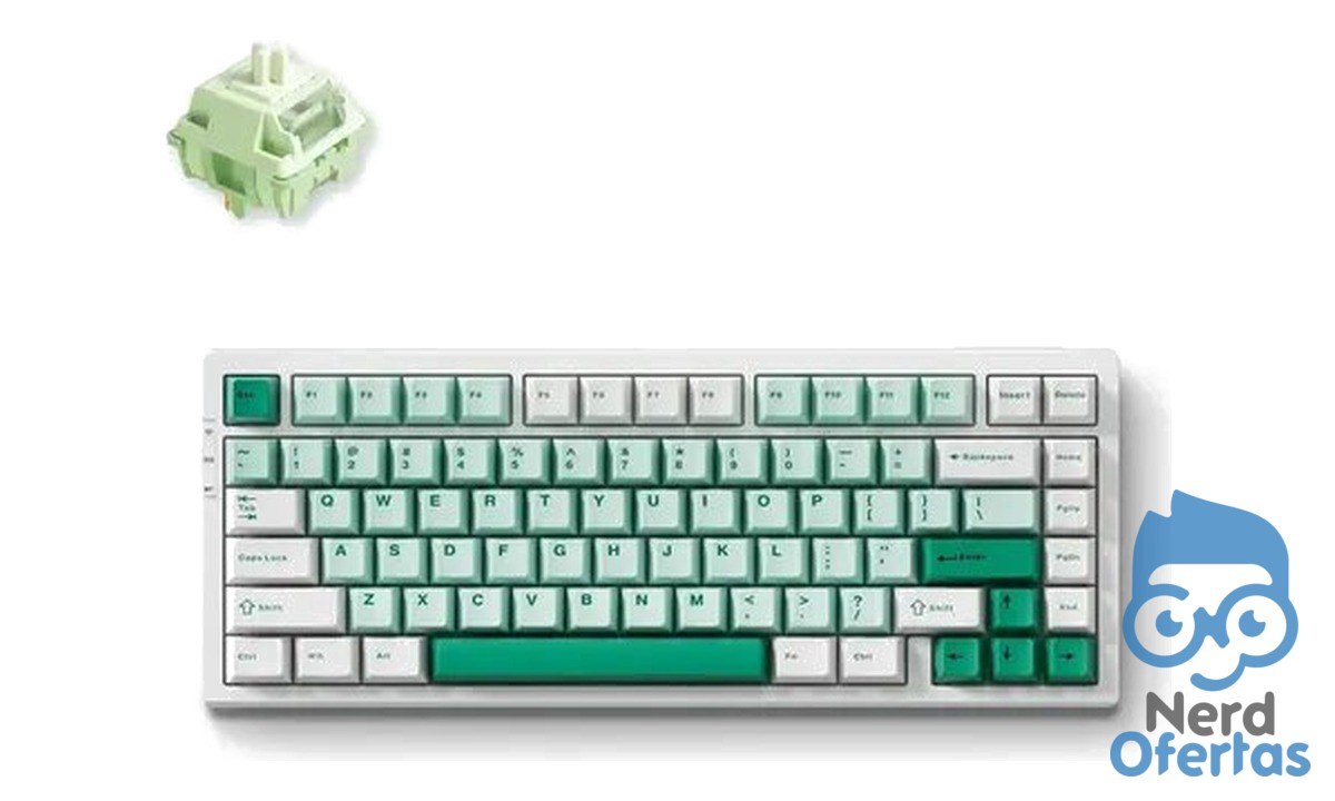 Teclado Mecânico Sem Fio Mchose G75 Pro Tripla Conexão RGB Verde-claro por R$ 285