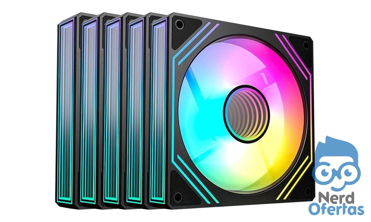Kit Ventoinhas Acegeek Neon ARGB 5x120mm Preto por R$ 128