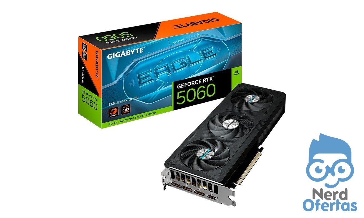 Placa de Vídeo Gigabyte RTX 5060 EAGLE MAX OC 8GB GDDR7 por R$ 2.699