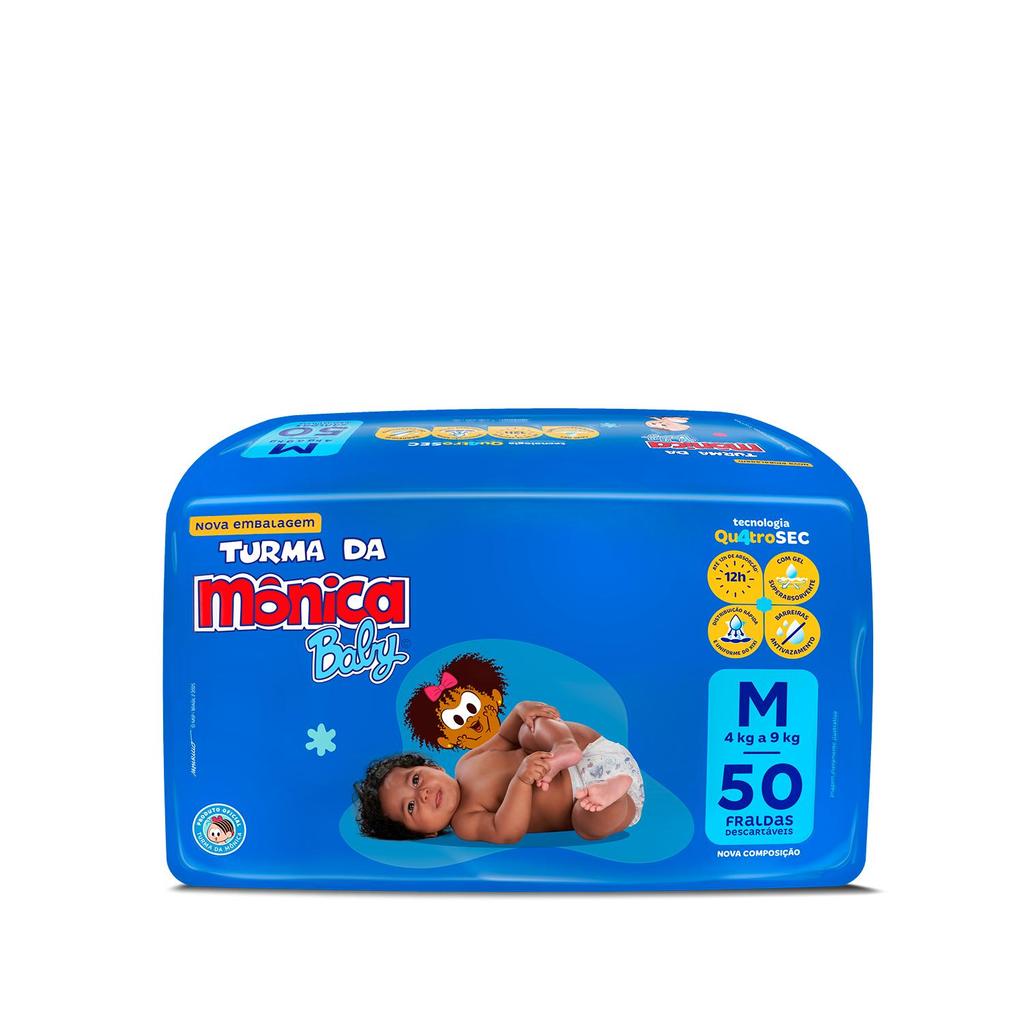 Fralda Turma da Mônica Baby Mega M com 50 Unidades por R$27,69