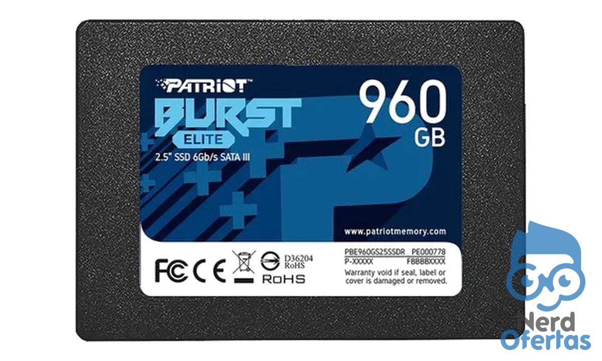 Unidade Ssd para notebook Patriot Sata3 2.5 Burst Elite Sata de 960 Gb