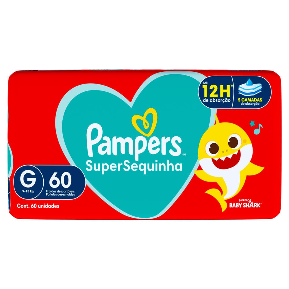 Fralda Pampers Supersequinha G com 60 Unidades por R$55,99