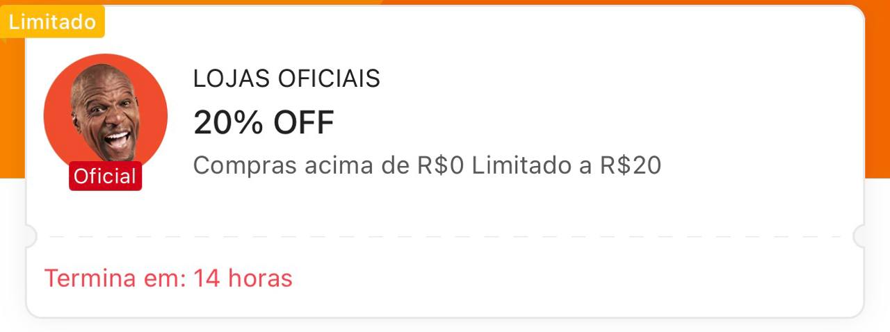 Cupom Shopee Lojas Oficiais: 20% OFF sem mínimo, limitado a R$ 20