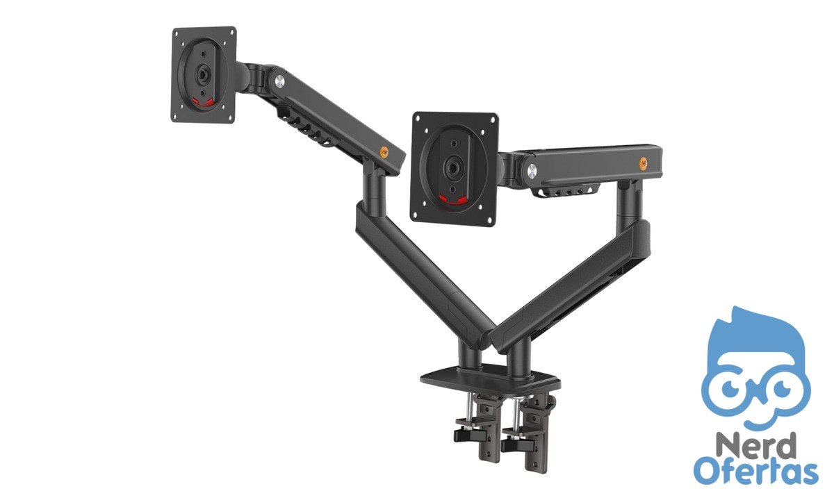 Suporte de Mesa Ergonômico North Bayou Dual Arm A5-C para 2 Monitores de 17 a 32 Pol por R$ 129