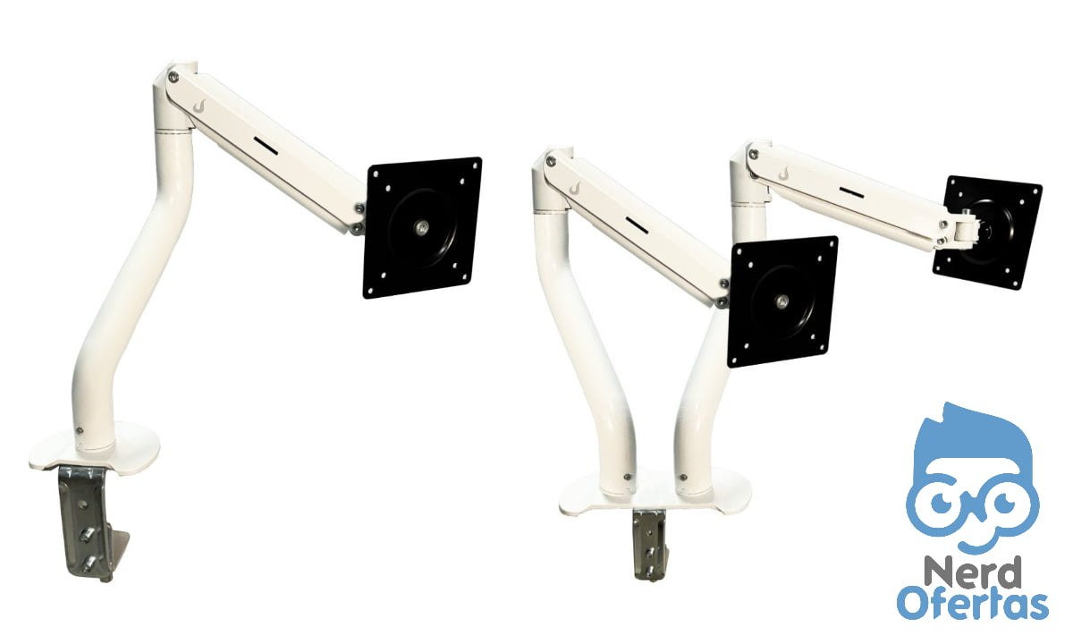 Suporte Articulado Iron Lift para Monitor de 15" a 34" com Pistão a Gás, Branco, por R$ 53