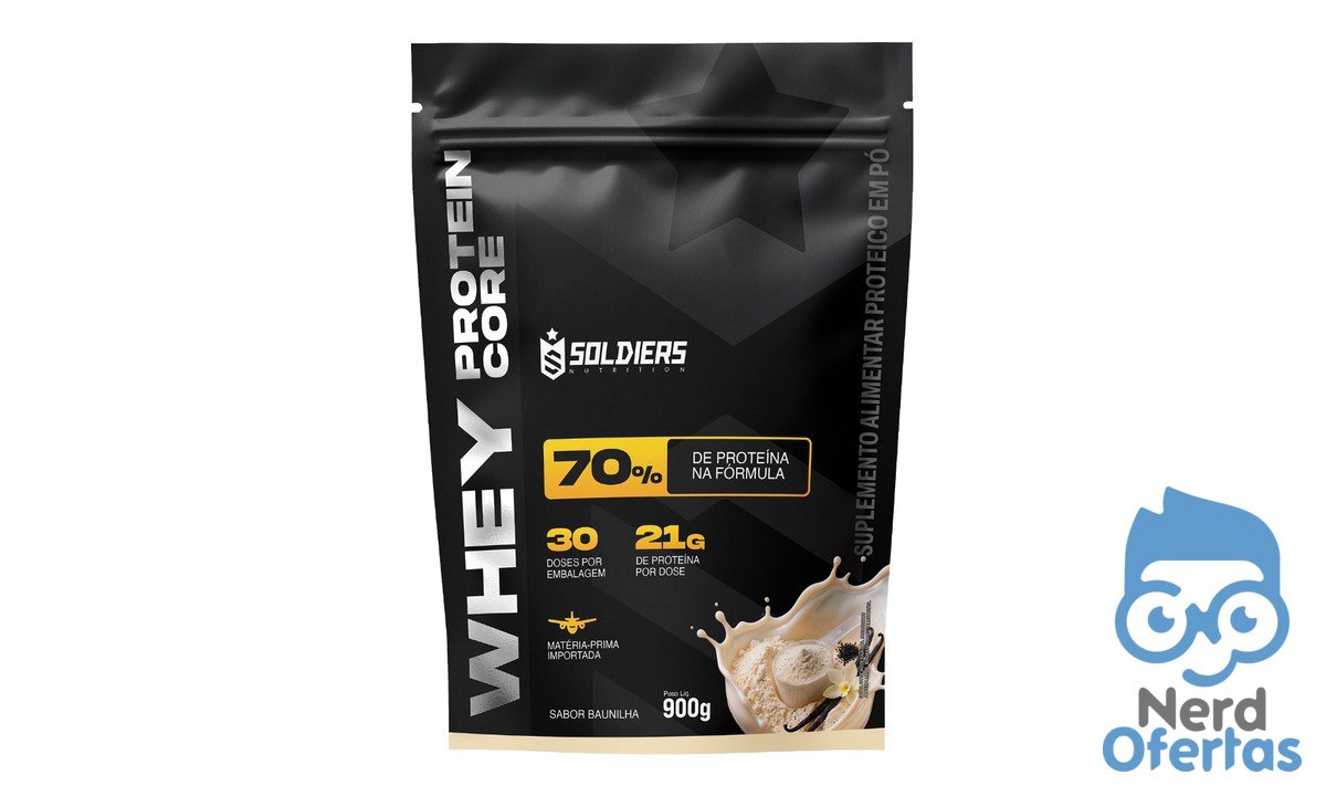 Kit Whey Core 70% de Proteína Concentrada 900g