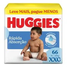 Fralda Huggies Rápida Absorção XXG com 66 Unidades