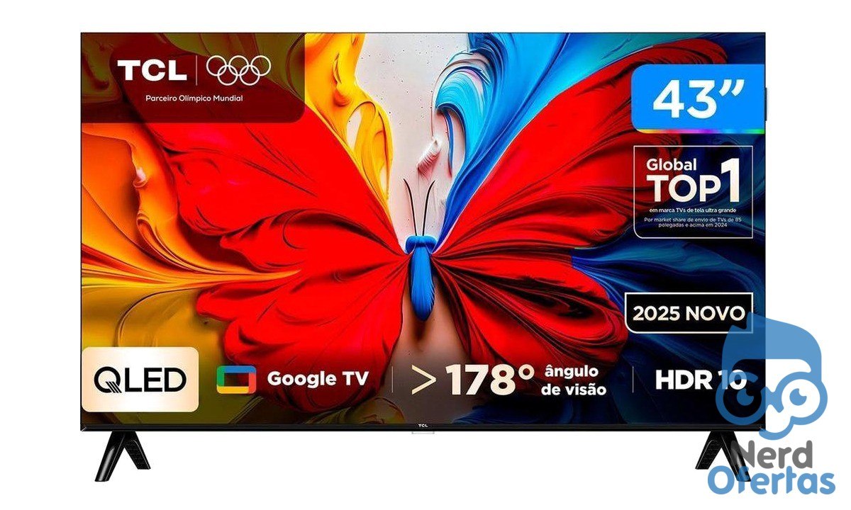 Smart TV 32" FHD TCL 32S5K QLED Dolby Audio Google TV