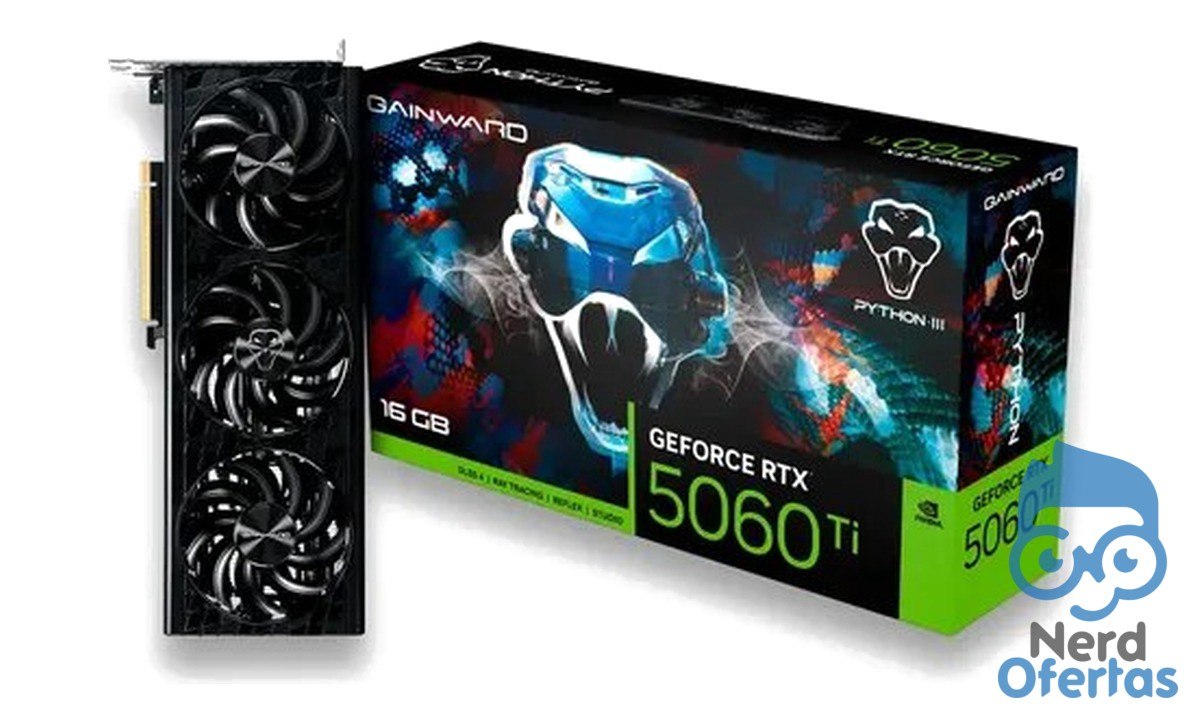 Placa de Vídeo Gainward RTX 5060 Ti 16GB Python III GDDR7 por R$ 4.200