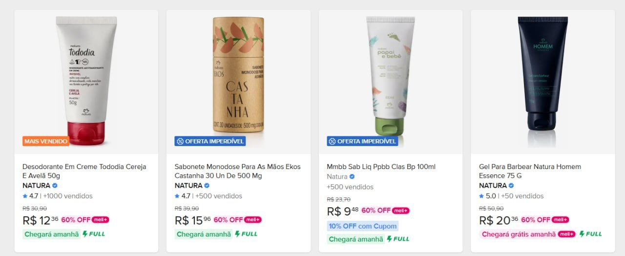 Natura com até 60% OFF no Mercado Livre (exclusivo MELI+)