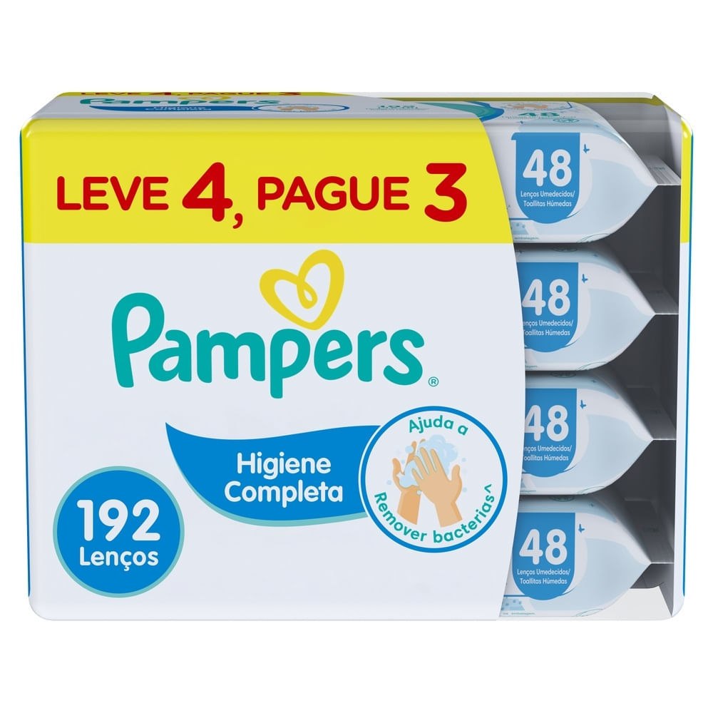Lenços Umedecidos Pampers Higiene Completa 192 Unidades por R$32,32