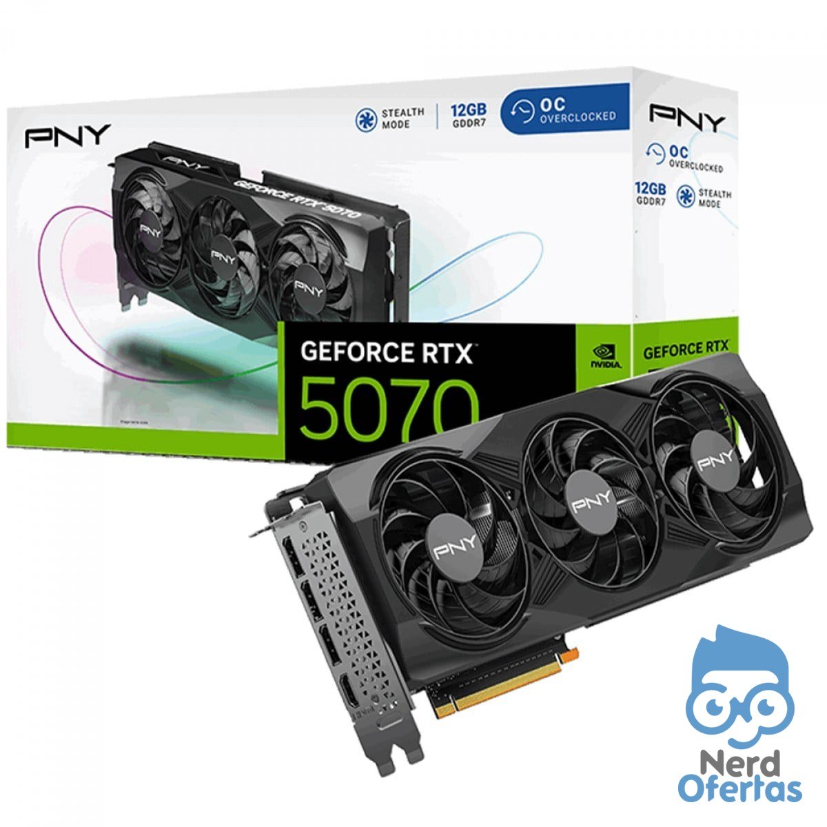 Placa de Vídeo PNY GeForce RTX 5070 OC 12GB GDDR7 DLSS Ray Tracing por R$ 4.199