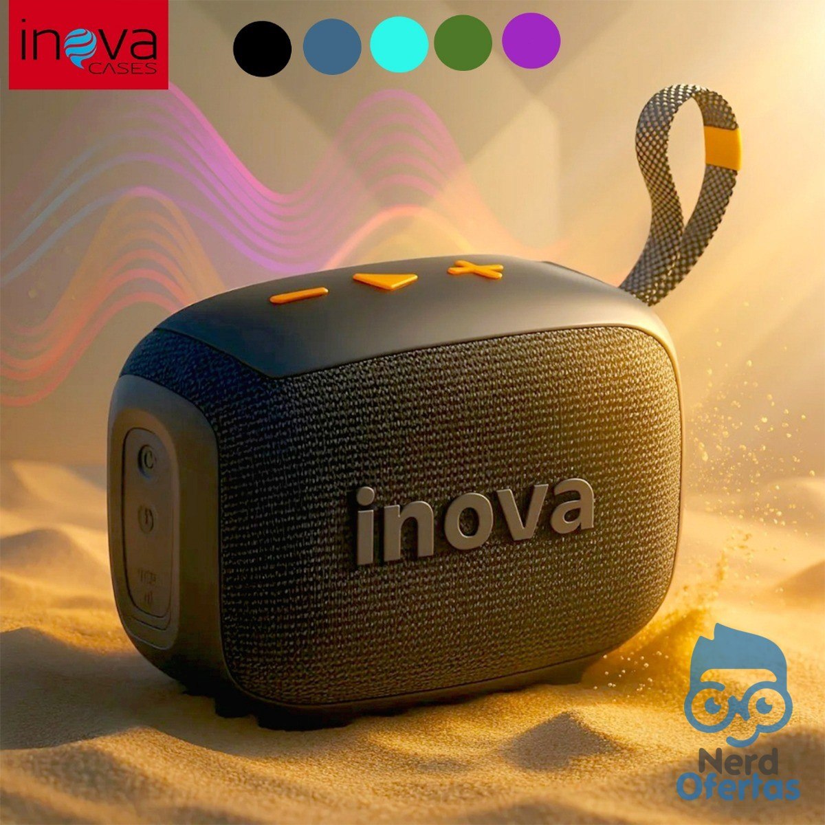 Caixa de Som Bluetooth Portátil Inova Go 4 à Prova D'Água por R$ 53