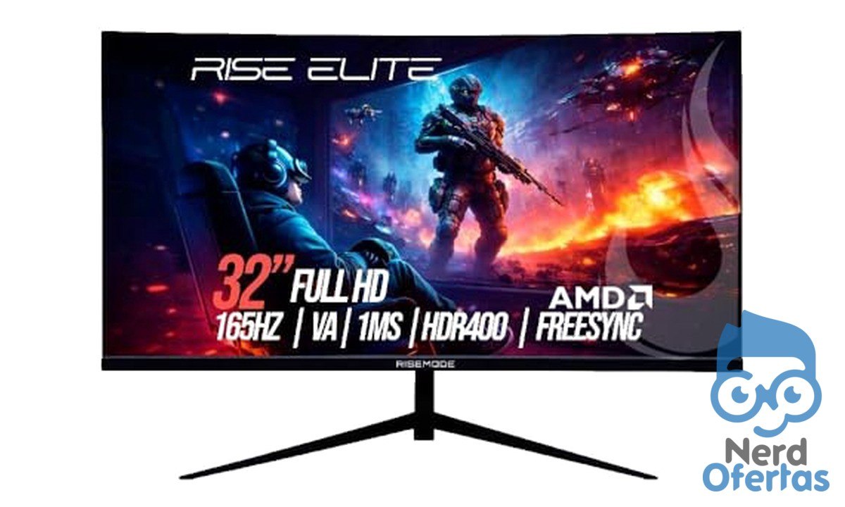 Monitor Gamer Curvo Rise Mode 32" Full HD 165Hz VA por R$ 699