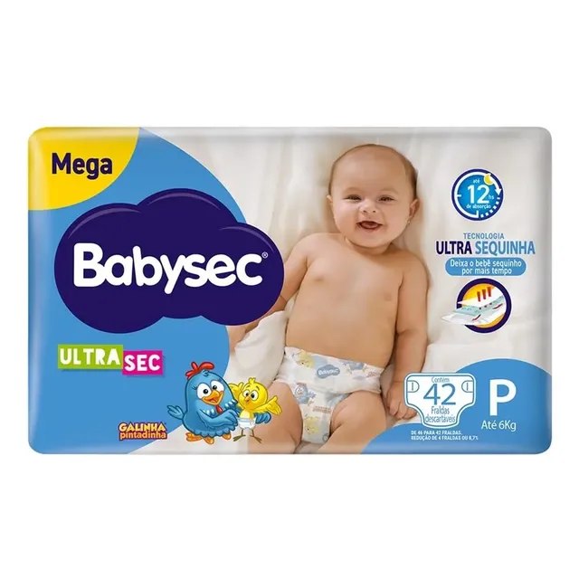 Fraldas Babysec Ultrasec Galinha Pintadinha P com 42 Unidades