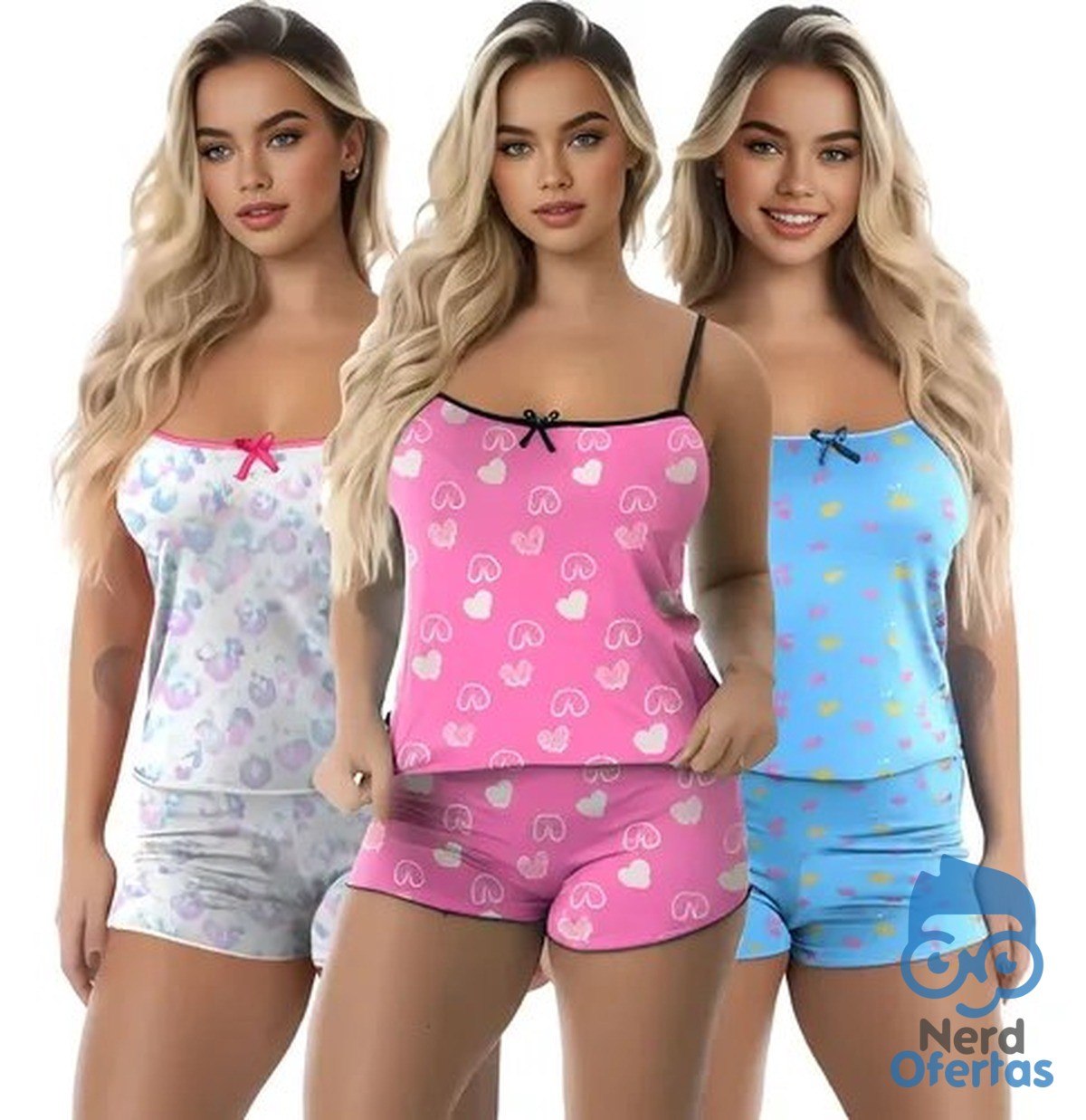 Kit com 3 Baby Doll Conjunto Feminino por R$ 23,10