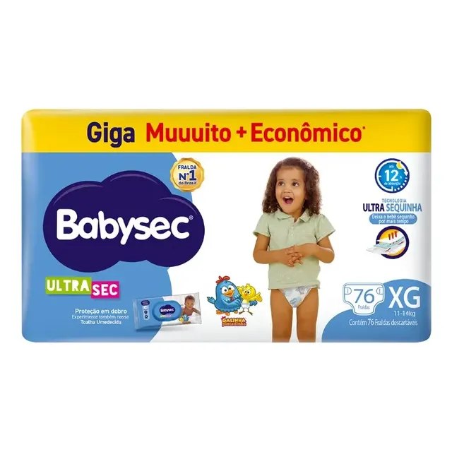 Fralda Babysec Ultra Giga XG com 76 Unidades