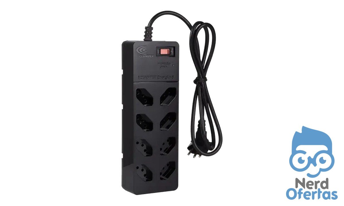 Filtro de Linha Régua Energia 8 Tomadas Clamper Preto Bivolt por R$ 76