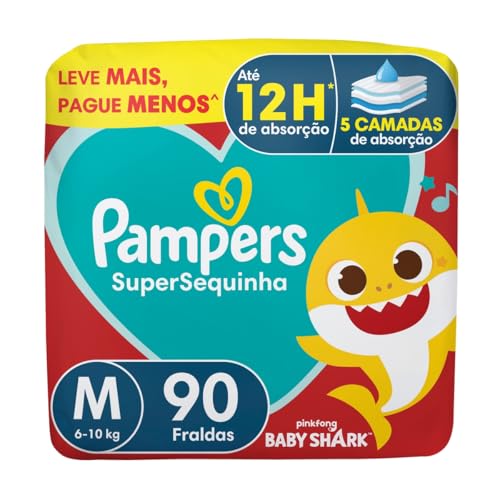 Fralda Pampers Supersequinha M com 90 Unidades
