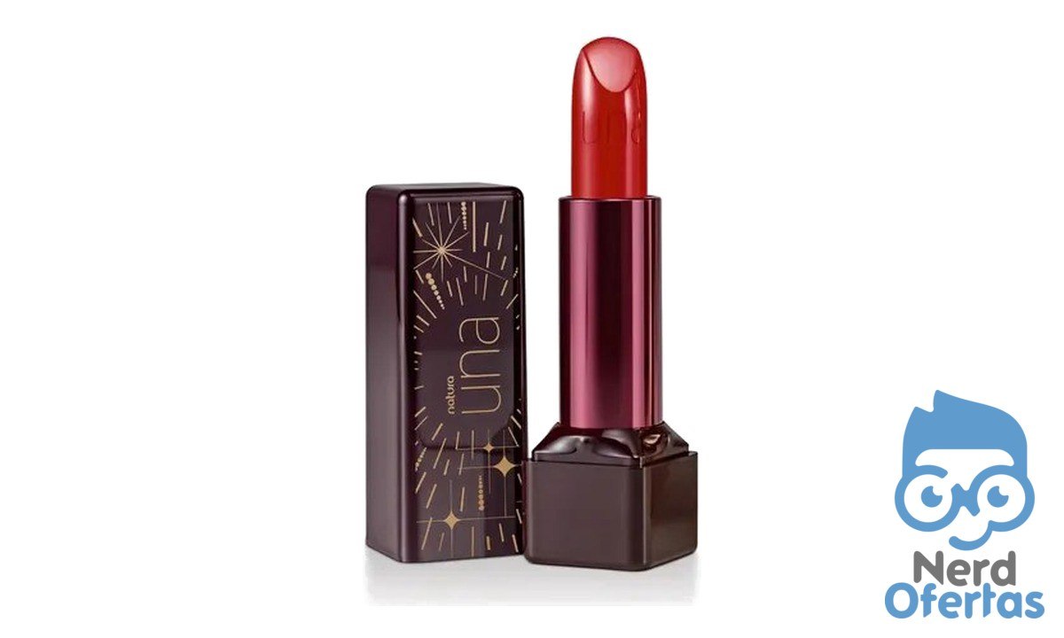 Batom Vermelho 02 Natura Una Brilhante Longa Duração FPS25 3,8g