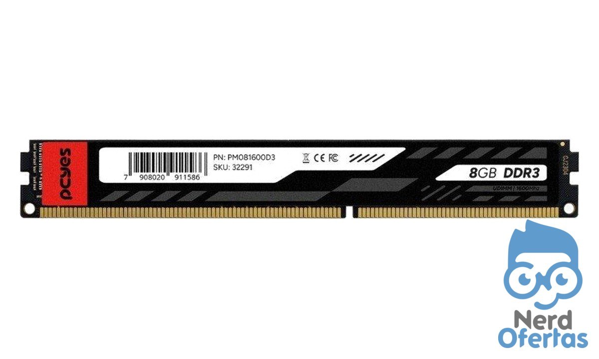 Memória PCYes 8GB DDR3 1600MHz UDIMM PM081600D3 por R$ 133