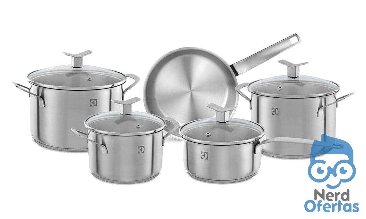 Jogo de Panelas Electrolux Inox 5 Peças Design Fundo Triplo por R$ 436